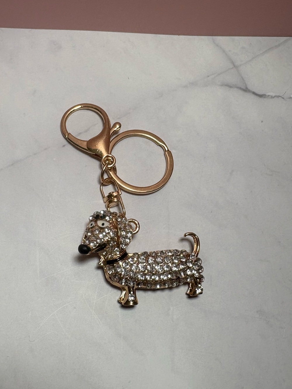 🤍 Clear Dachshund Bag Charm Keychain NWOT